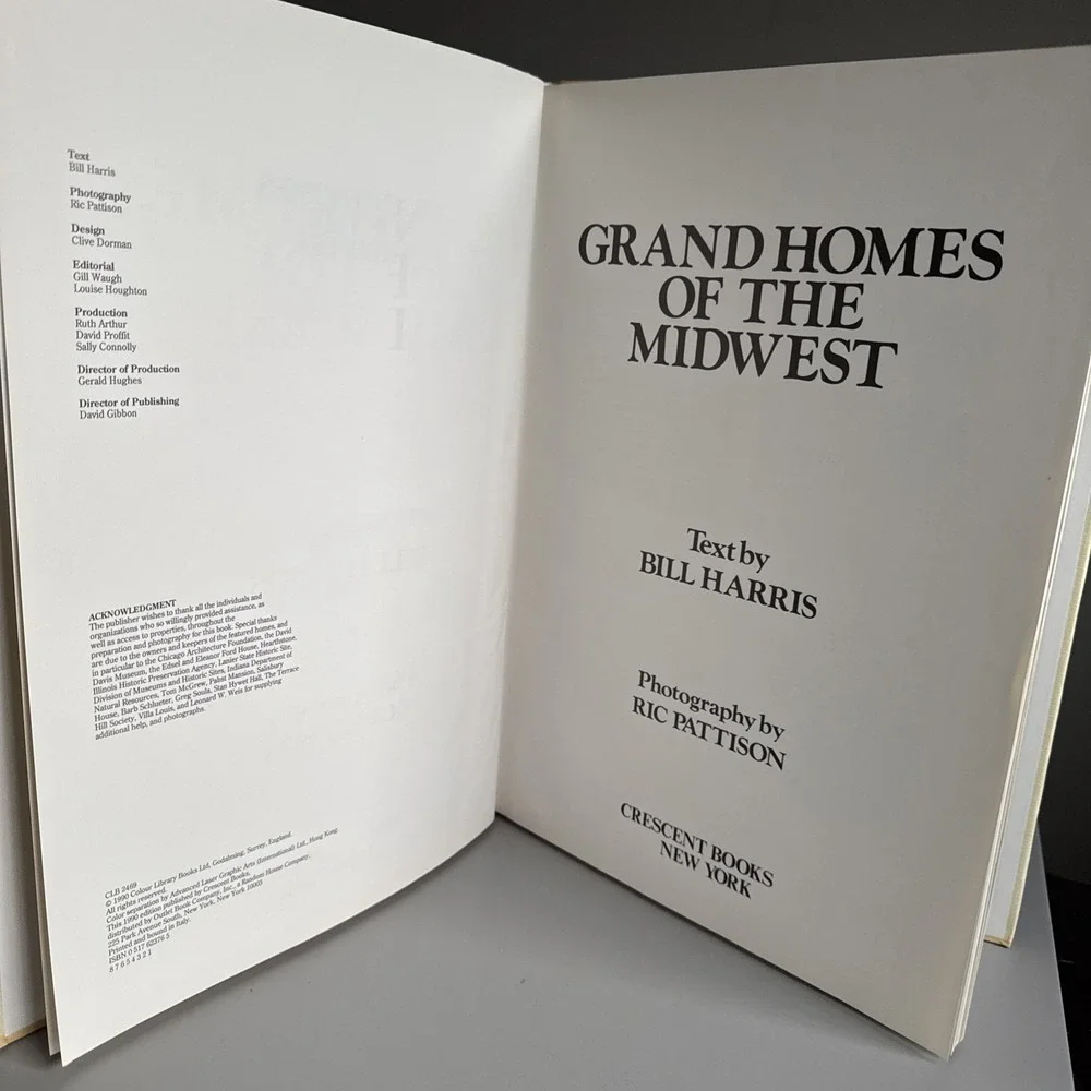 1990 Photography Coffee Table Book Grand Homes of the Midwest Harris Hardcover